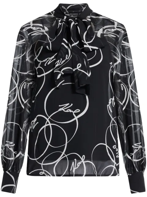 Karl Lagerfeld Circle-print bow blouse