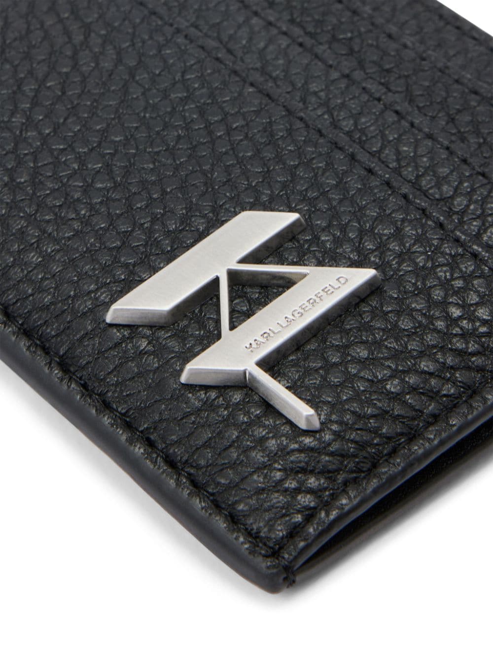 Shop Karl Lagerfeld K/plak Leather Cardholder In Black