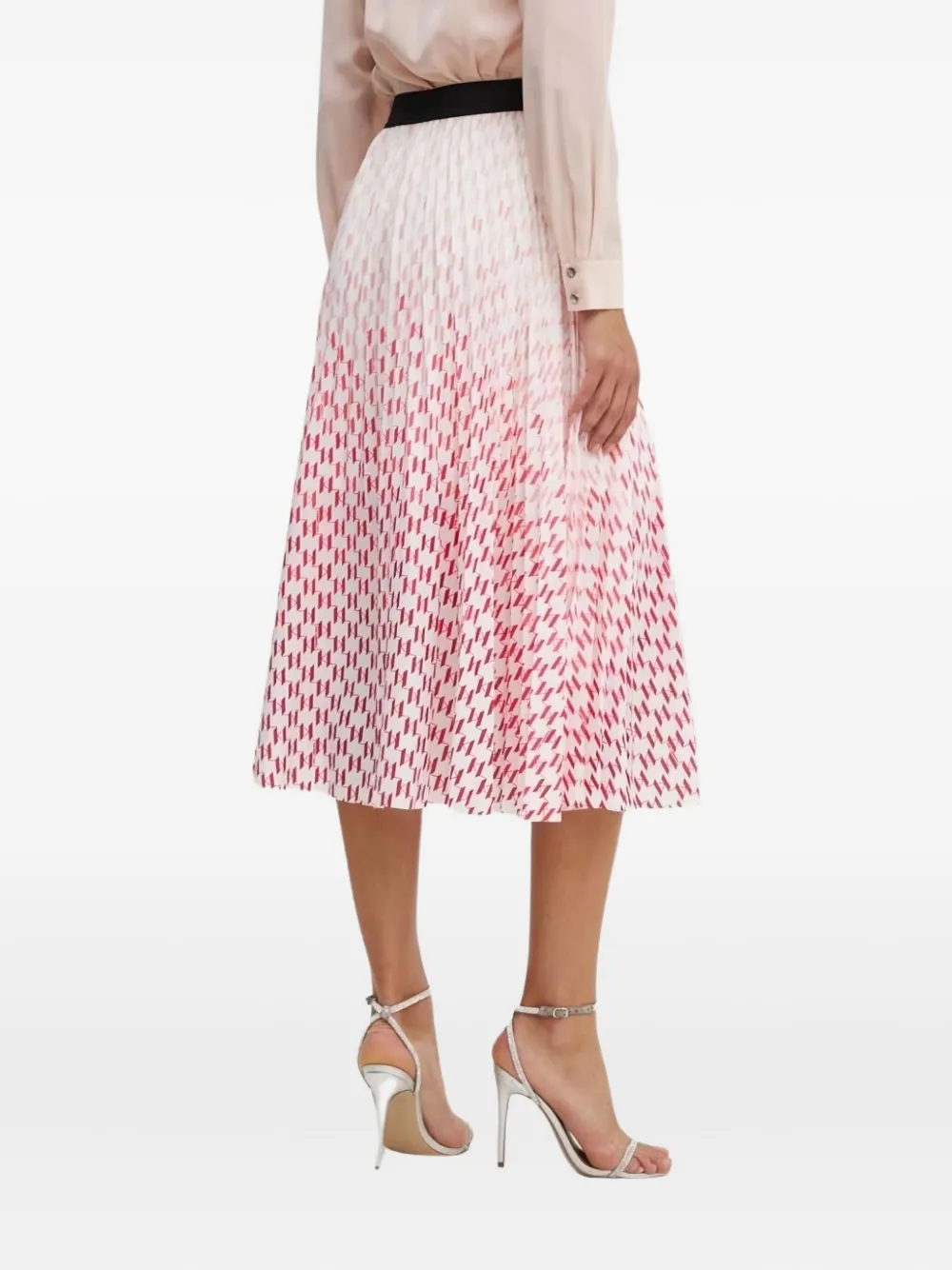 Karl Lagerfeld Dégradé Pleated Skirt In White