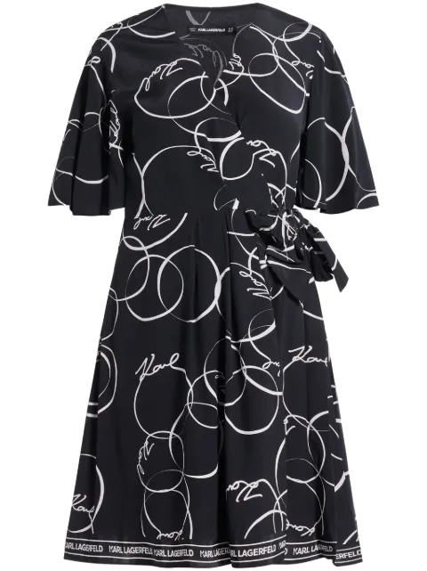 Karl Lagerfeld Circle-print wrap dress