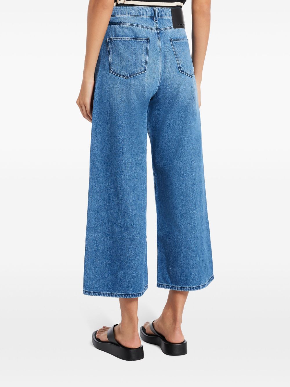 Shop Karl Lagerfeld Wide-cropped Jeans In Blue