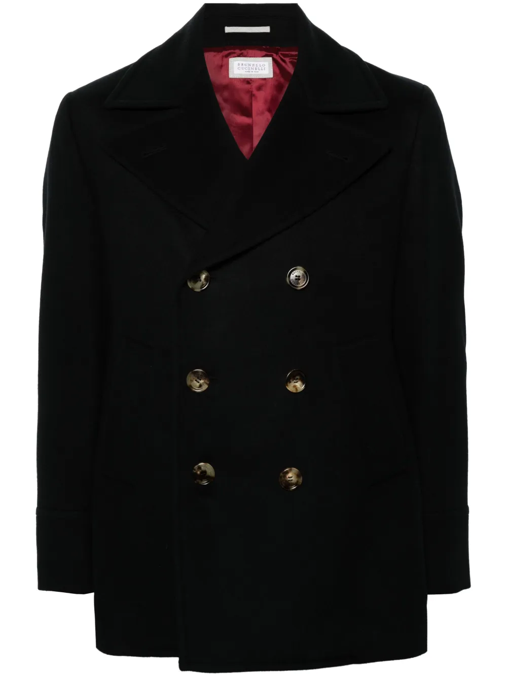 Brunello Cucinelli notched-lapels felted peacoat | Black | Image 1