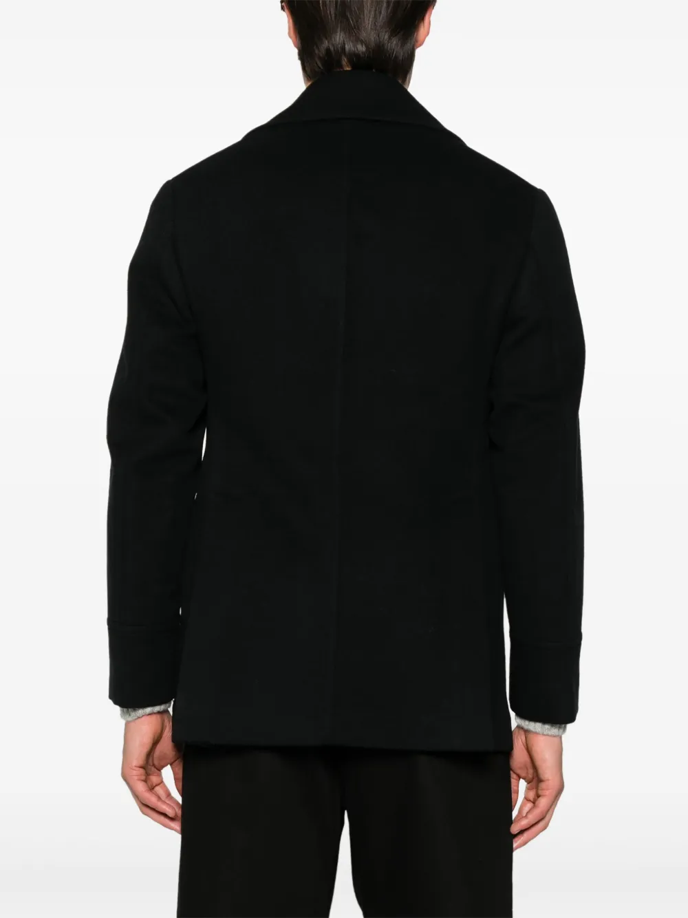 Brunello Cucinelli Vilten sailorjas met gekerfde revers Zwart