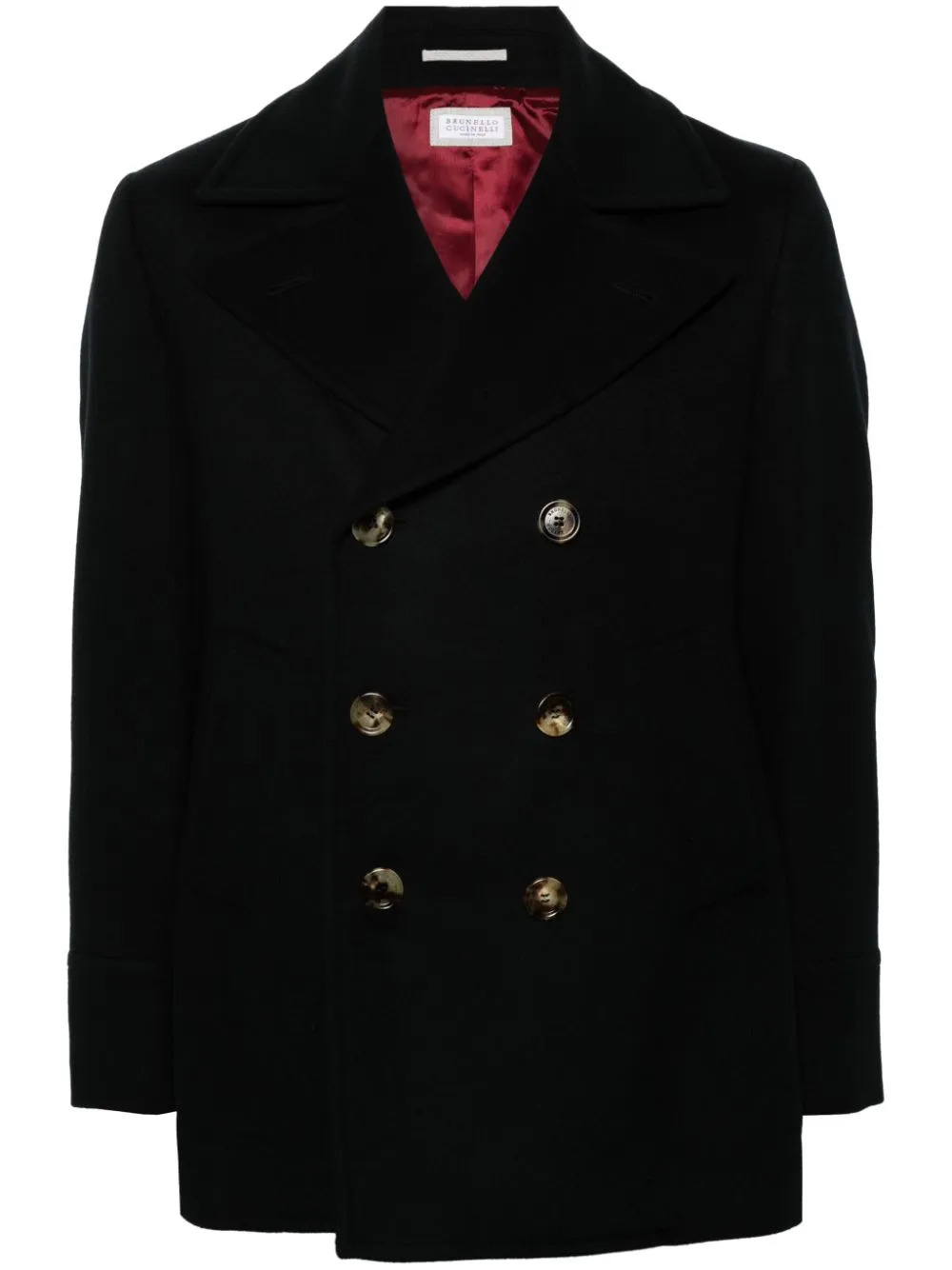 Brunello Cucinelli Double-breasted Felted Coat In C067 Black