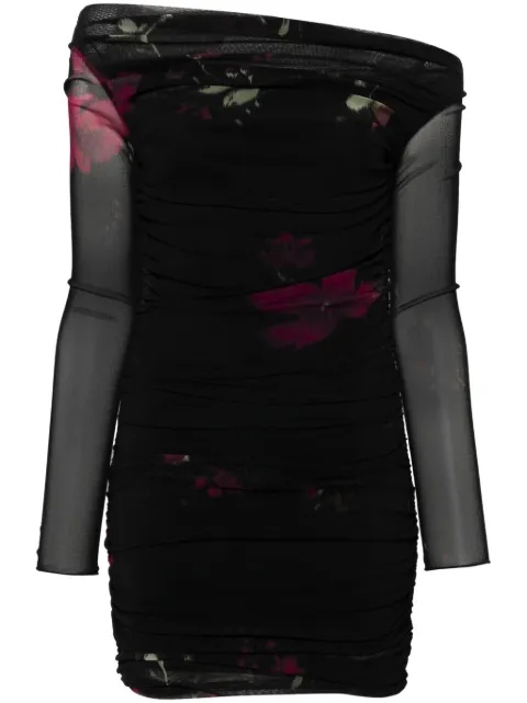 Blumarine rose-print tulle mini dress