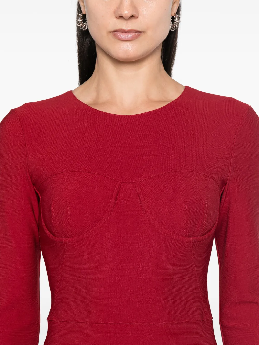 Blumarine Bra-pattern Jersey Midi Dress In Red
