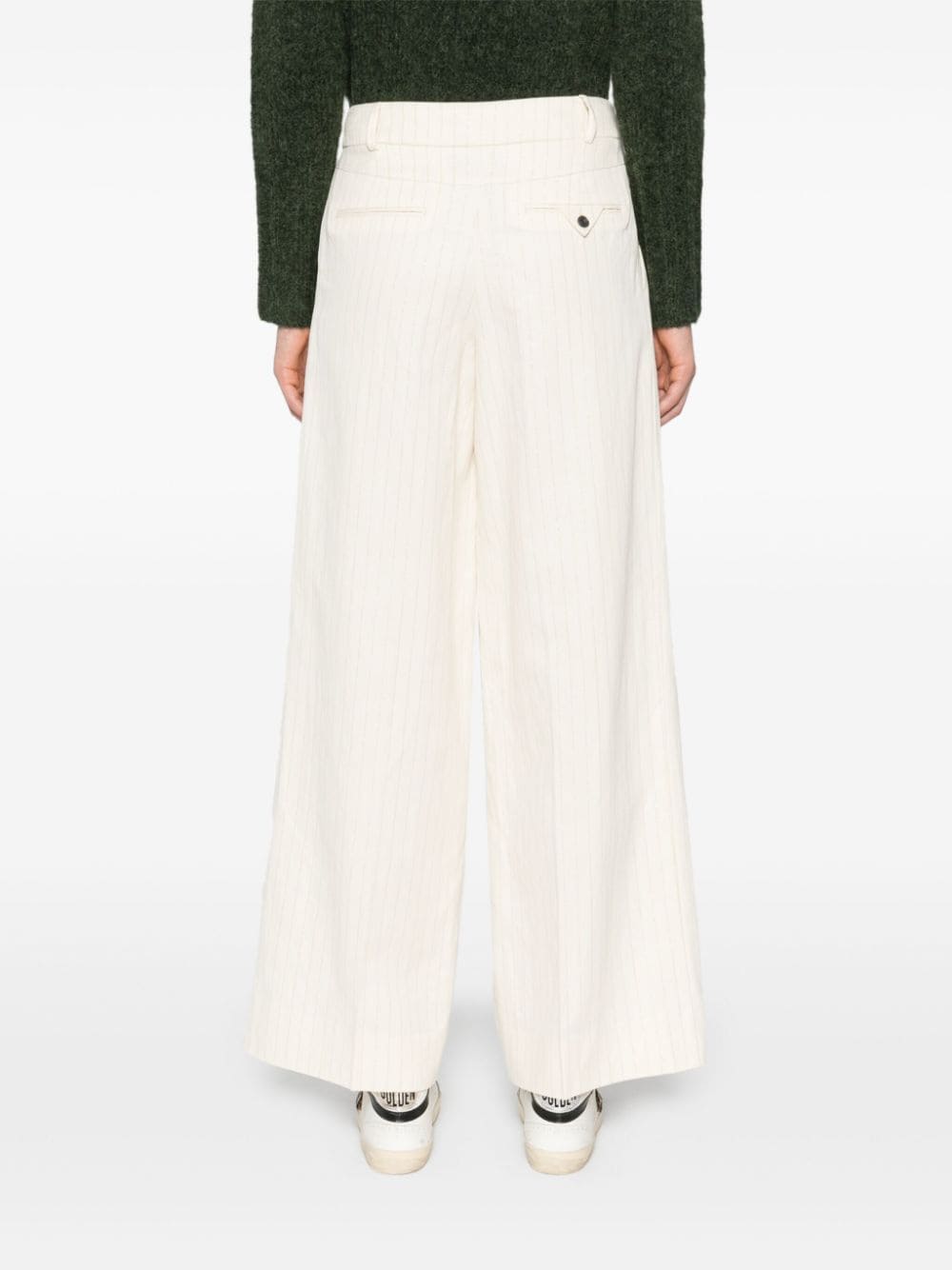 Shop Allsaints Payton Striped Twill Trousers In Neutrals