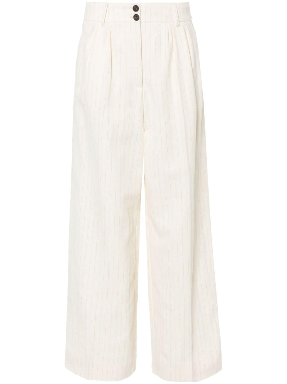 Shop Allsaints Payton Striped Twill Trousers In Neutrals