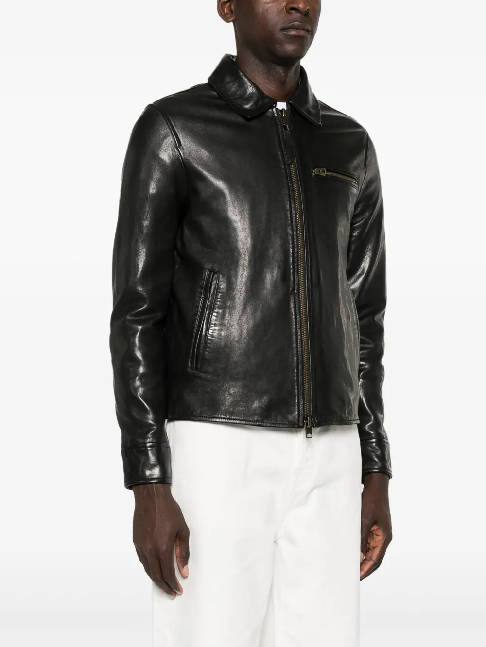 AllSaints Miller leren jack Zwart