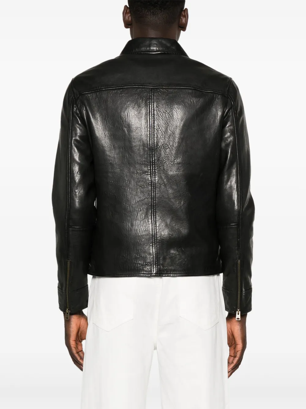 AllSaints Miller leren jack Zwart