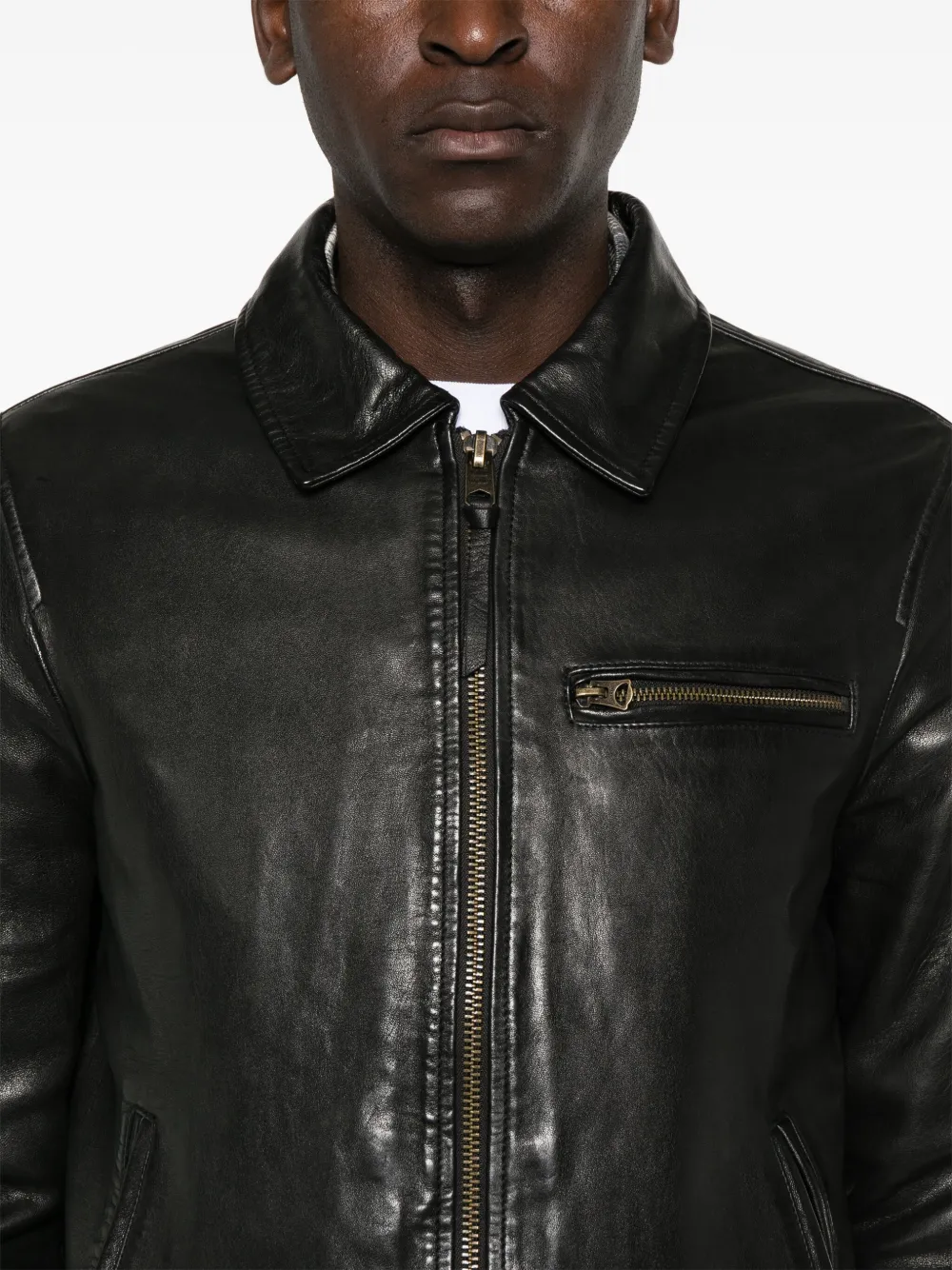 AllSaints Miller leren jack Zwart