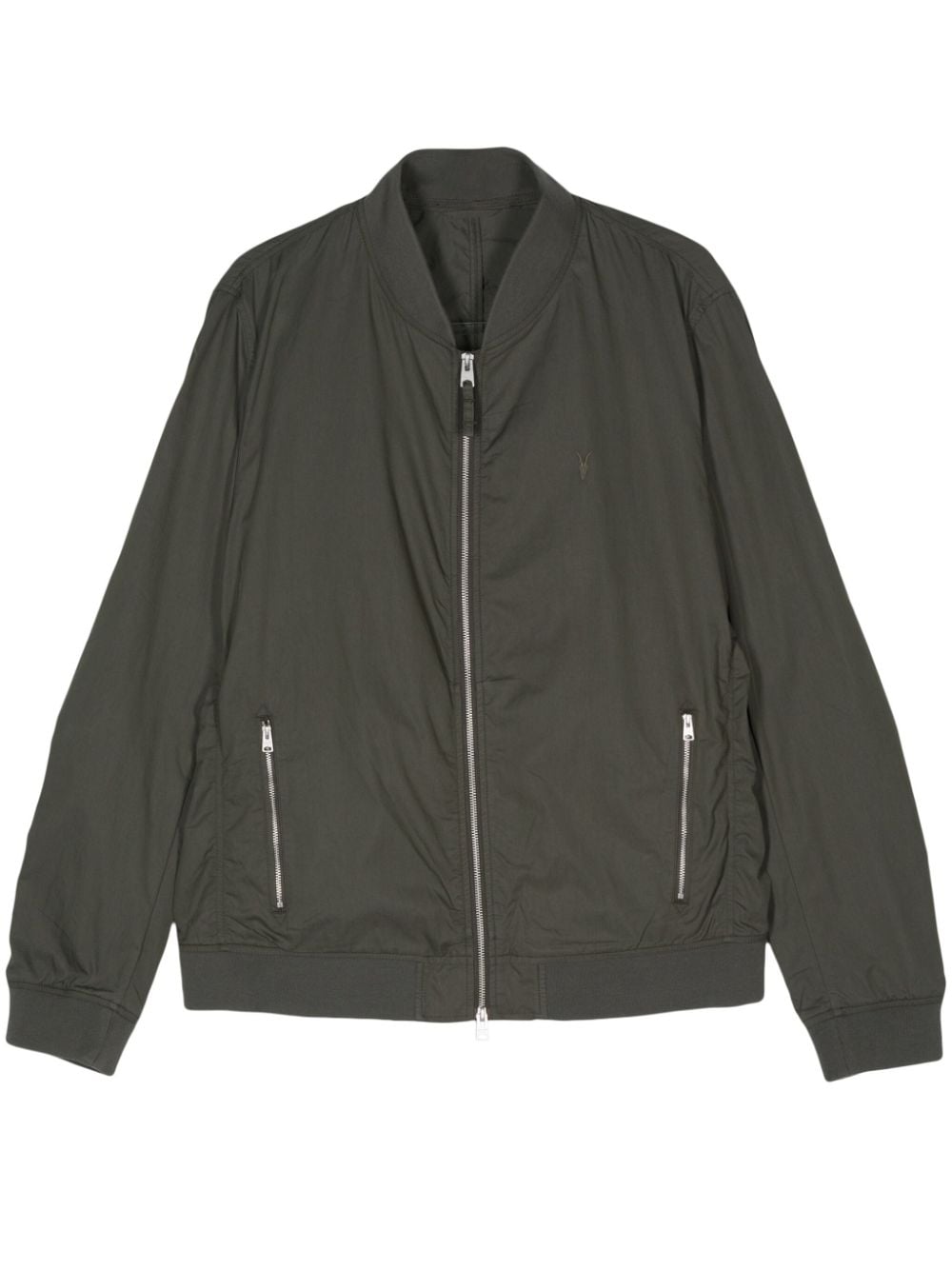 Allsaints Bassett Ramskull-embroidered Bomber Jacket In Green