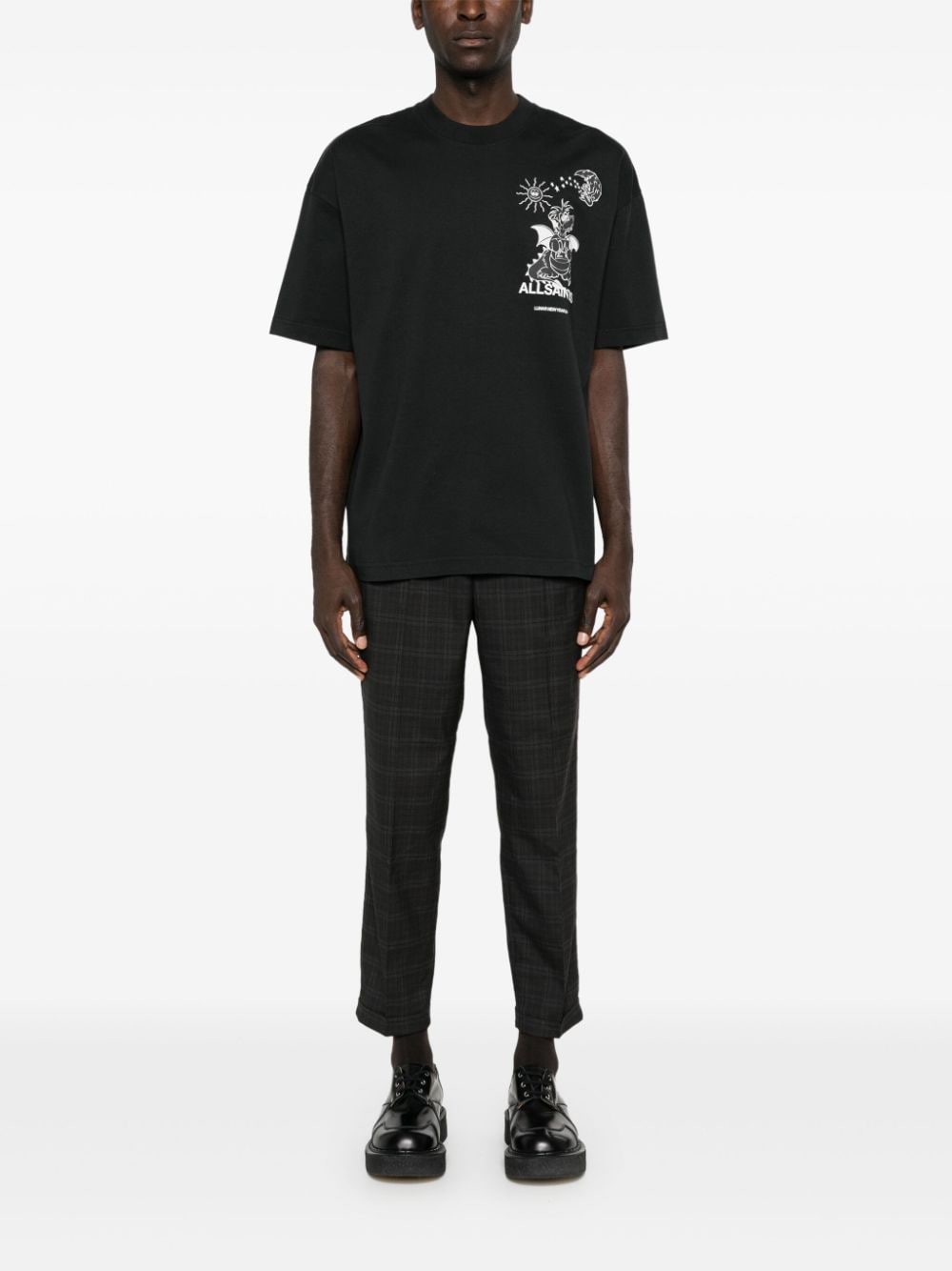 AllSaints Katoenen T-shirt met print - Zwart