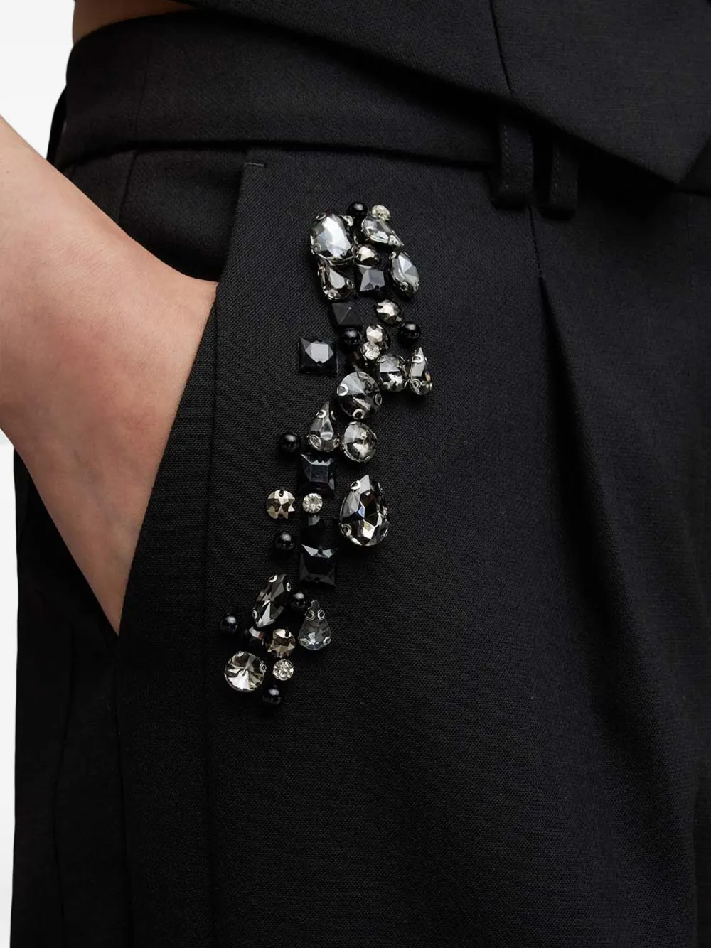 Allsaints Atlas Embellished-pocket Trousers In Black