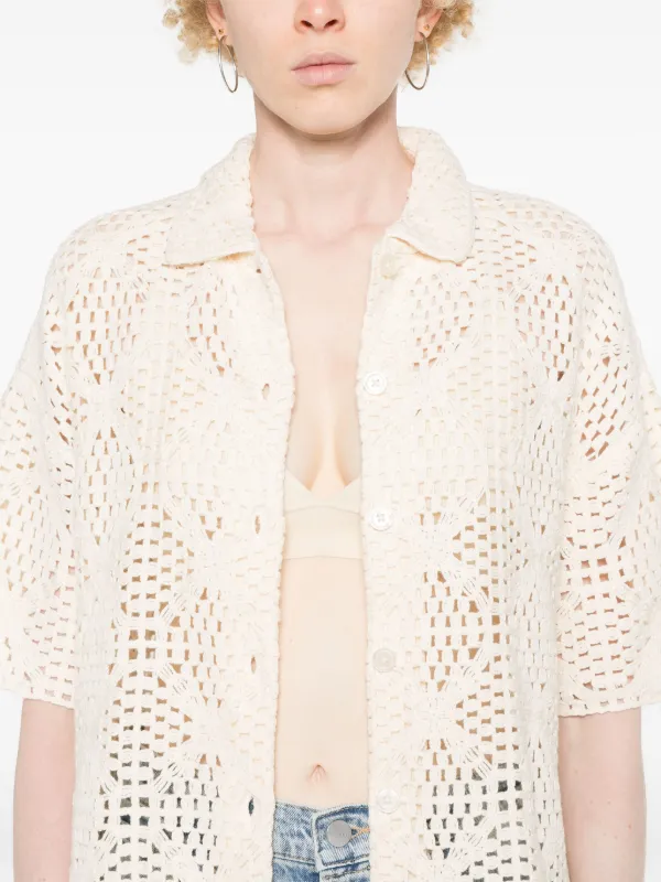 AllSaints Milly Organic Cotton Crochet Top | Neutrals | FARFETCH