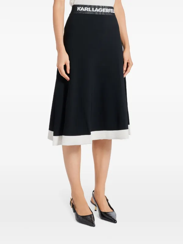 Karl Lagerfeld Flared Knit Skirt | Black | FARFETCH IN 