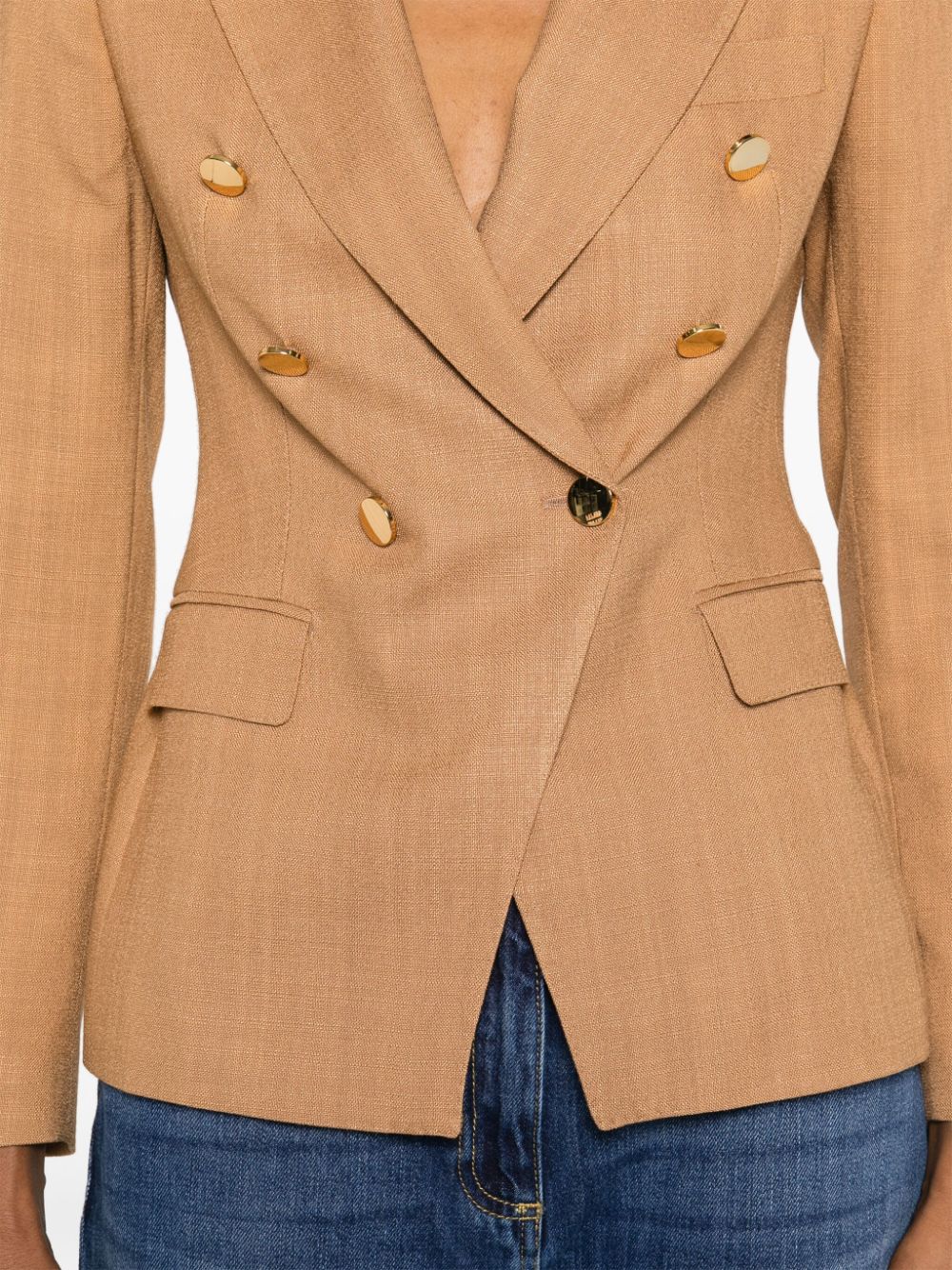 Shop Tagliatore Alicya Double-breasted Blazer In Brown