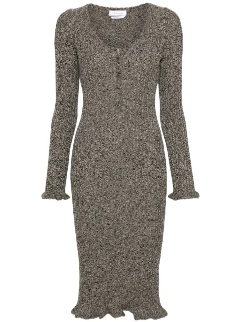 Blumarine mélange ruffled ribbed midi dress