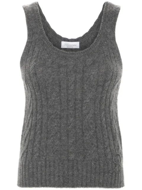 Blumarine logo-embroidered cable-knit top