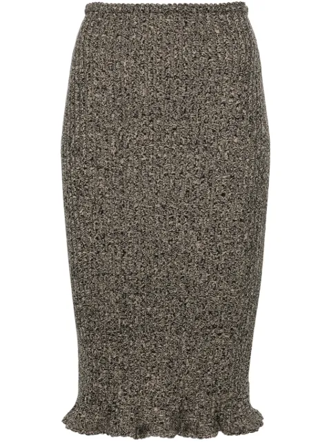 Blumarine mélange ruffled ribbed midi skirt