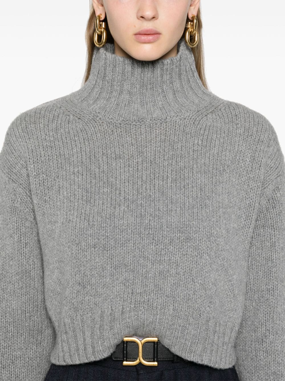 Shop Nuur Chevron-knit Merino Cashmere Blend Jumper In Grey