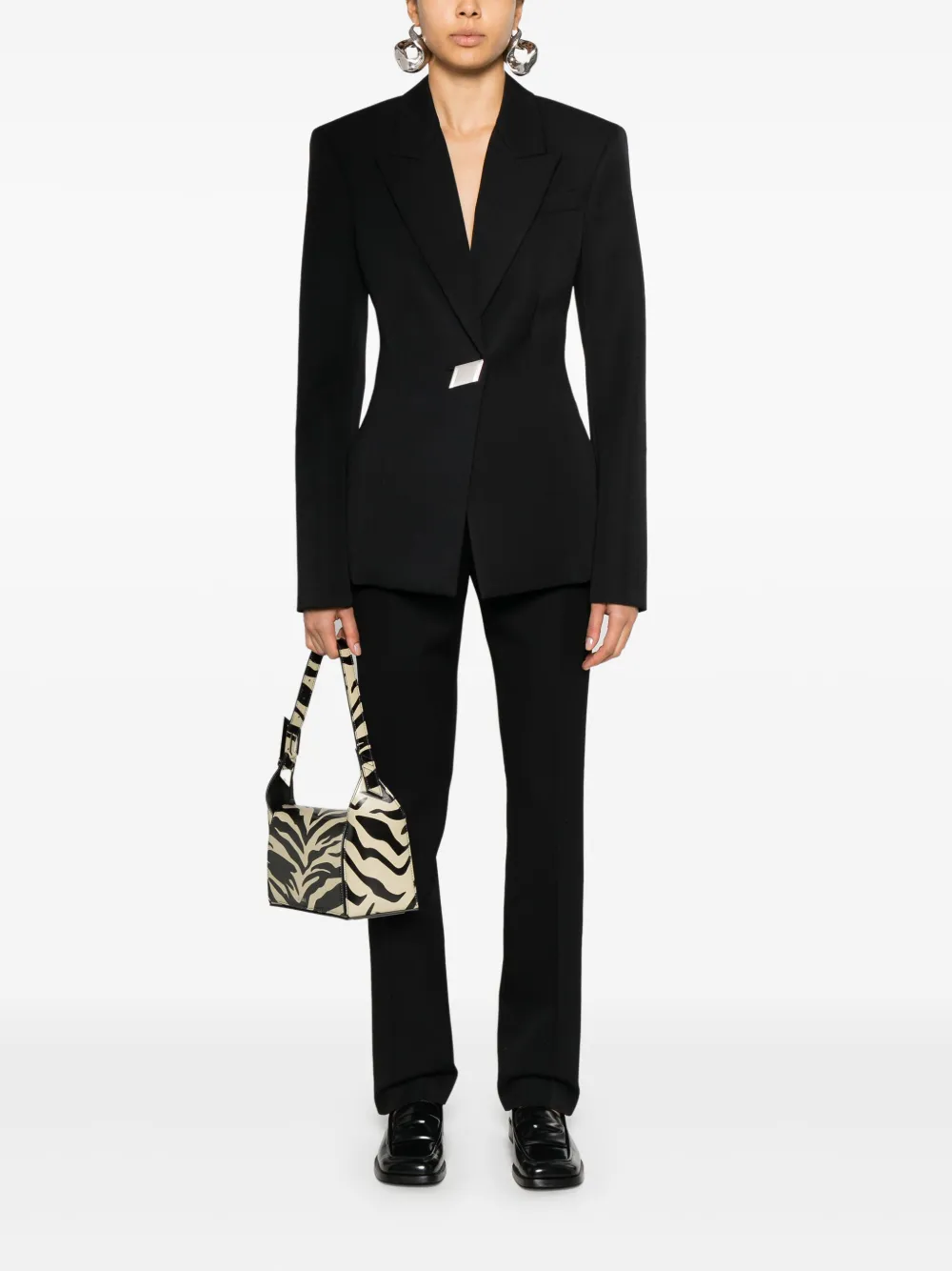 The Attico Blazer met enkele rij knopen Zwart