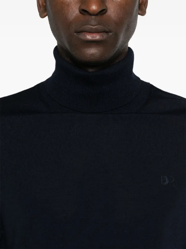 DSQUARED2 logo-embroidered roll-neck Jumper | Blue | FARFETCH