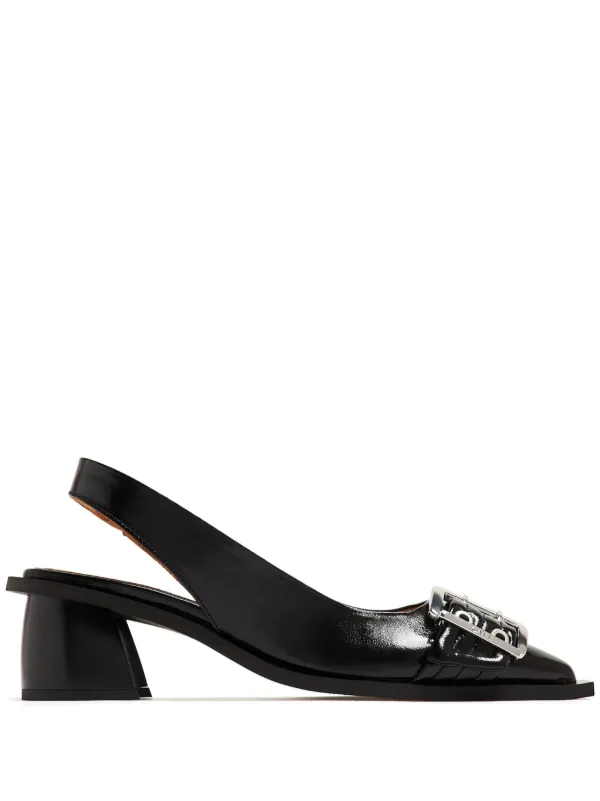 GANNI 30 Mm Slingback Pumps Met Gesp Zwart FARFETCH NL