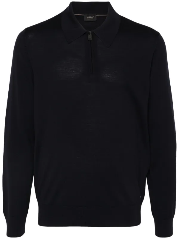 ブリオーニ ポロシャツコットン100% Brioni ジップ ポロシャツ | ブルー | FARFETCH JP
