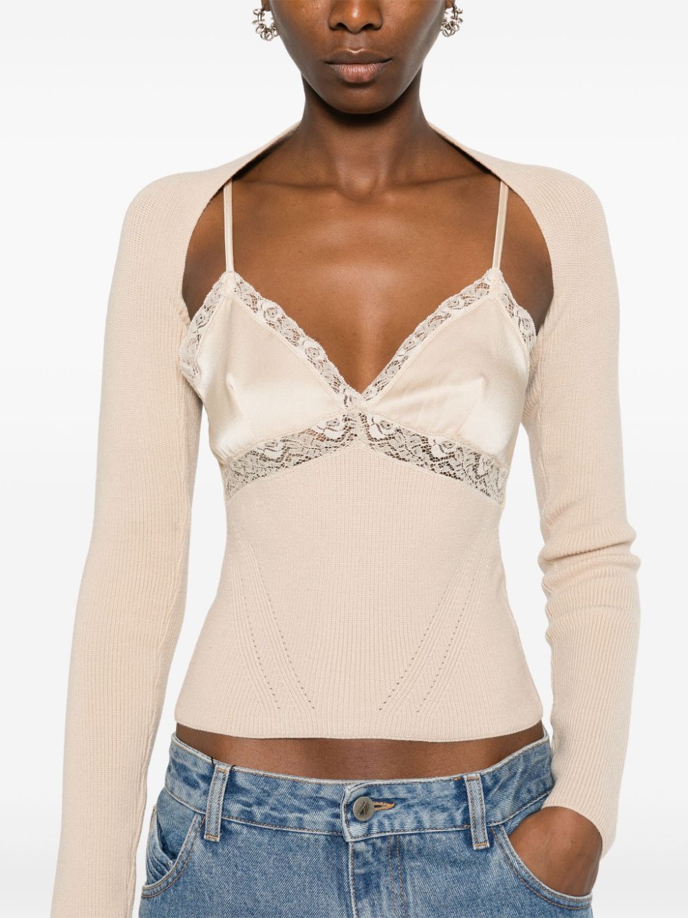 Blumarine Tanktop met veters Beige