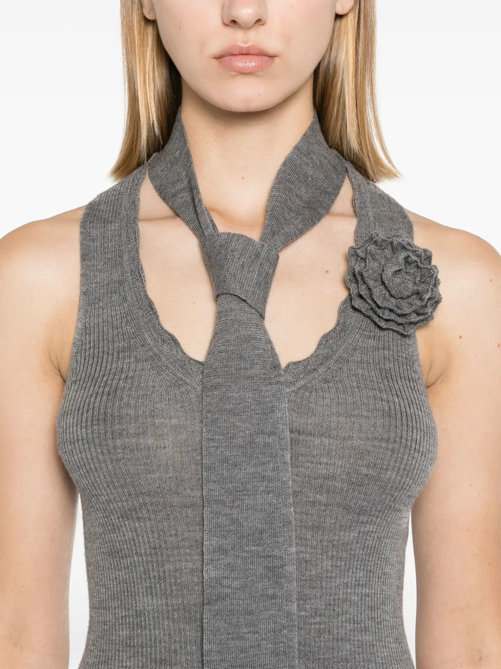 Blumarine Top met bloemenpatch Grijs