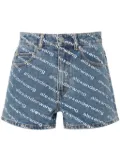 Alexander Wang rhinestoned denim shorts - Blue