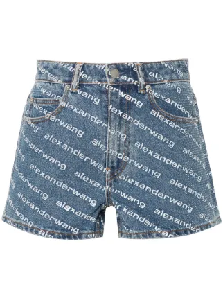 Alexander Wang ラインストーン デニムショーツ | ブルー | FARFETCH JP