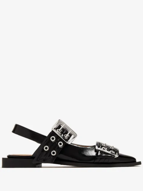 GANNI feminine buckle ballerinas in black