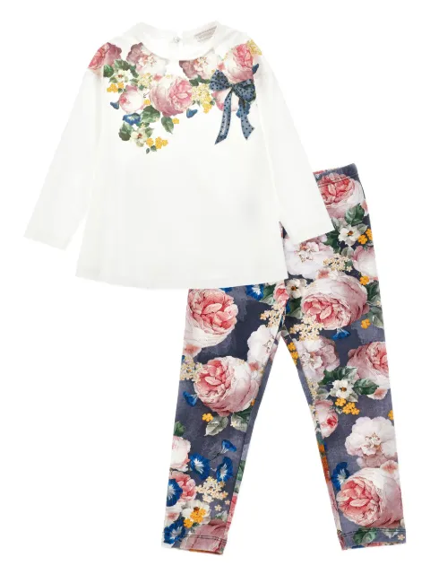 Monnalisa floral-print cotton trouser set 