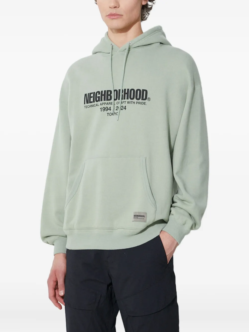 Neighborhood logo-print hoodie Groen