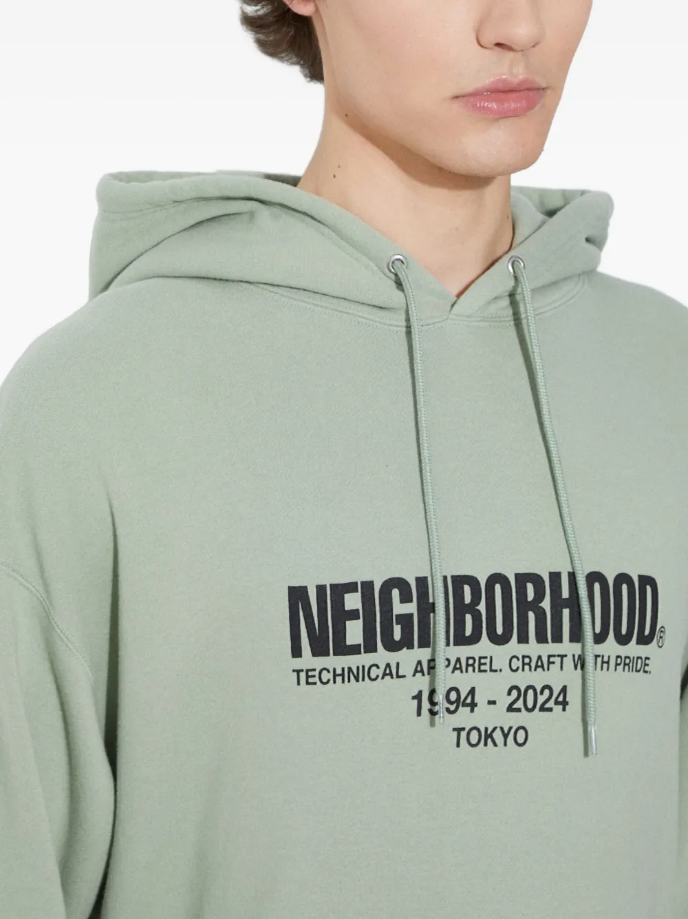 Neighborhood logo-print hoodie Groen