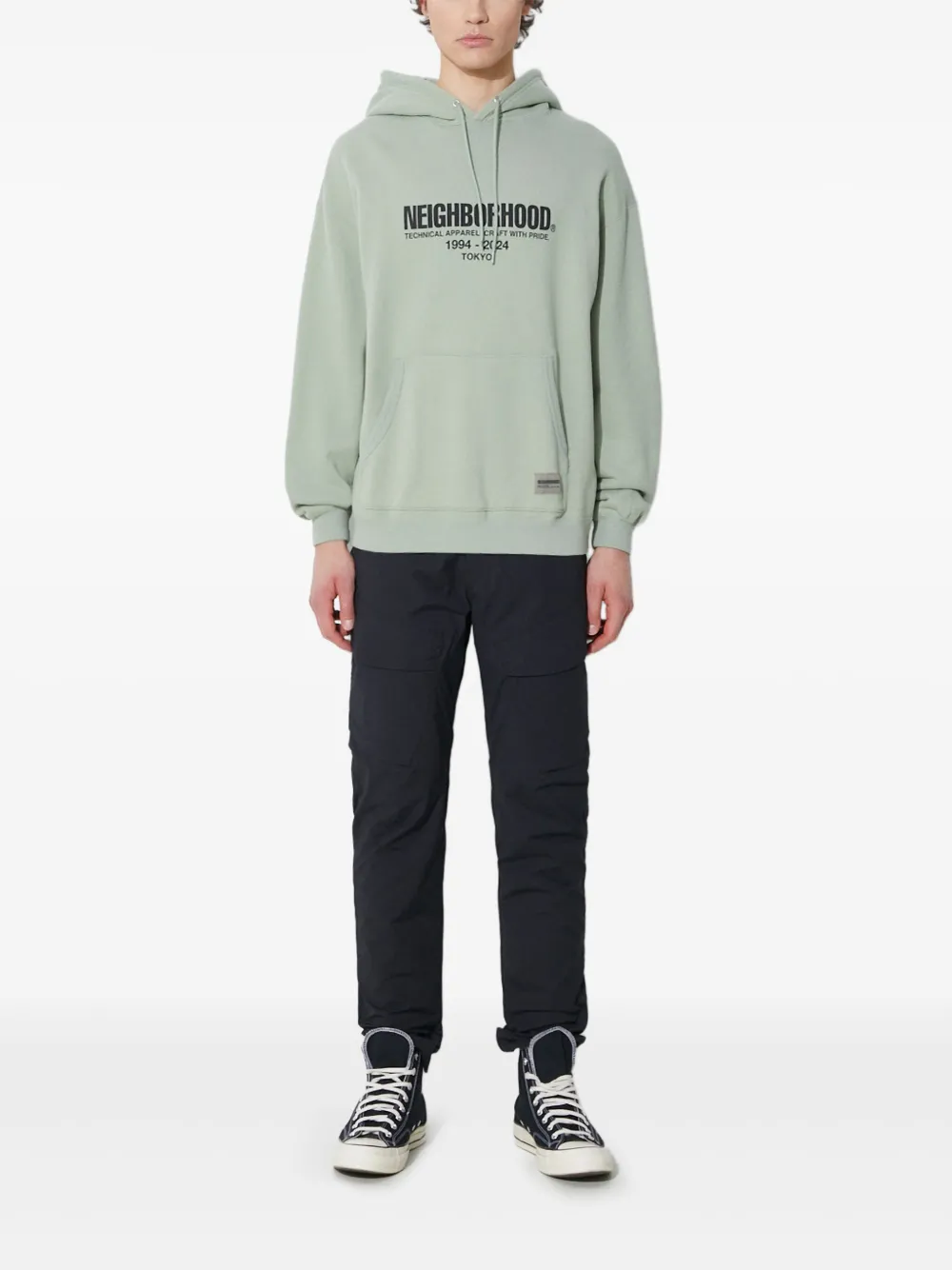 Neighborhood logo-print hoodie Groen