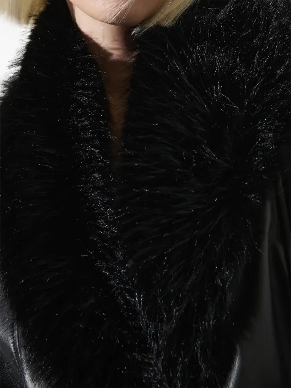 Karl Lagerfeld KL Studio faux-fur Collar Leather Coat
