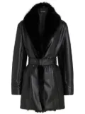 Karl Lagerfeld KL Studio faux-fur collar leather coat - Black