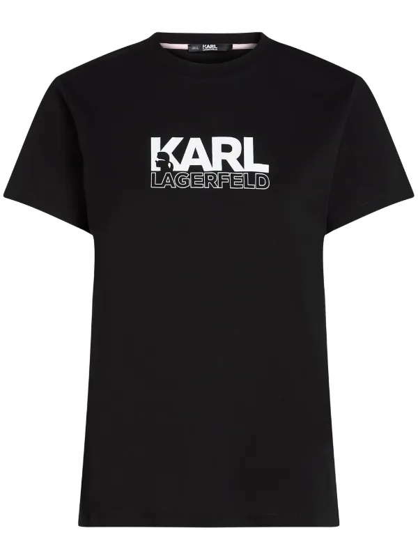 Karl Lagerfeld Stack Logo T Shirt Schwarz FARFETCH DE