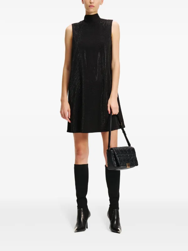 Karl Lagerfeld rhinestone embellished Shift Dress Black FARFETCH TR