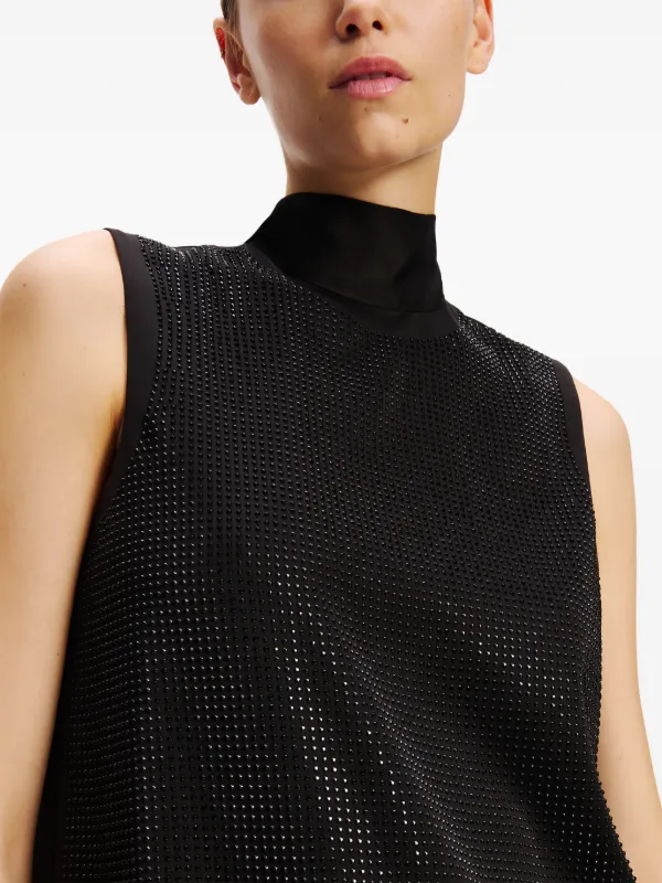Karl Lagerfeld rhinestone embellished Shift Dress Black FARFETCH TR