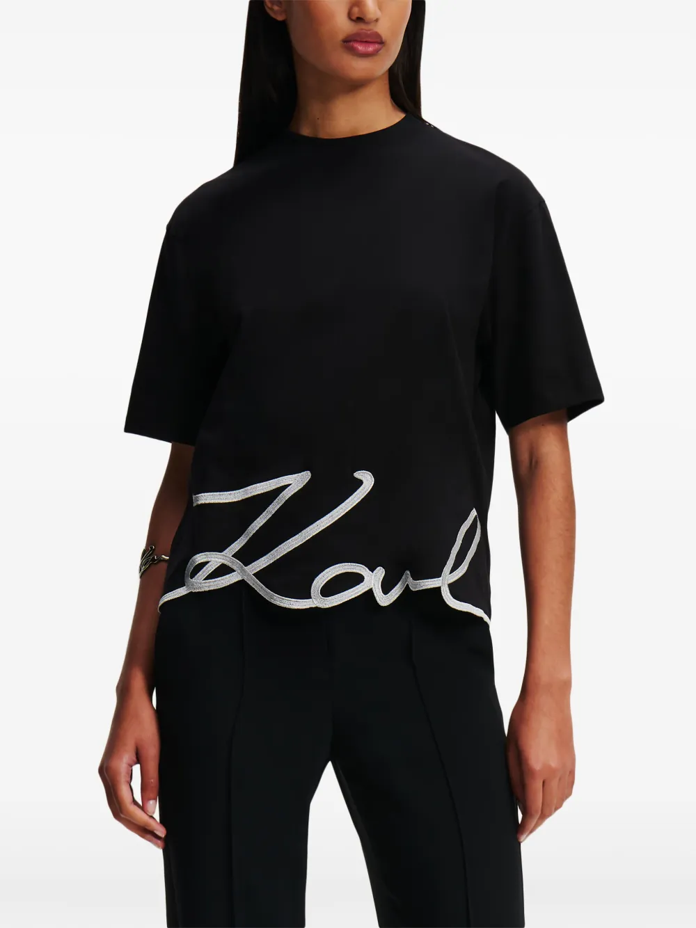 Karl Lagerfeld Karl T-shirt met kenmerkende afwerking Zwart