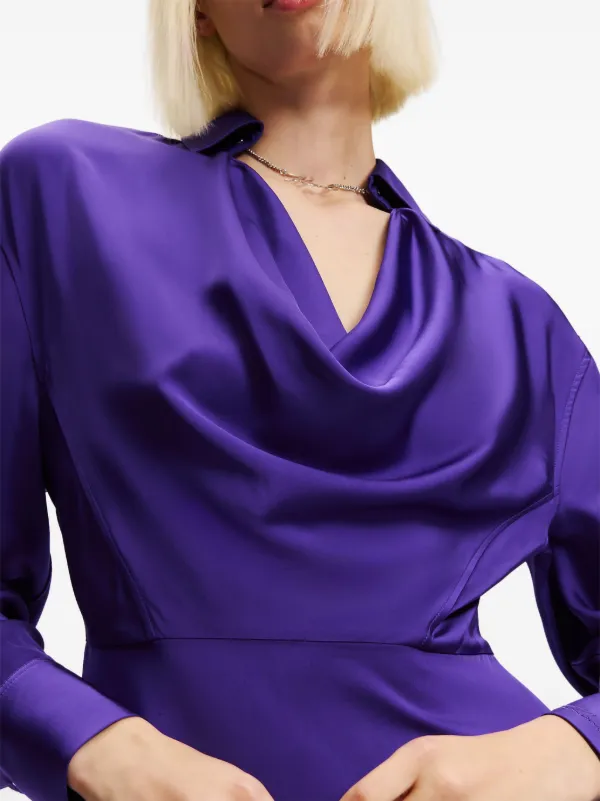 Karl Lagerfeld Signature chain detail Satin Dress Purple FARFETCH TR