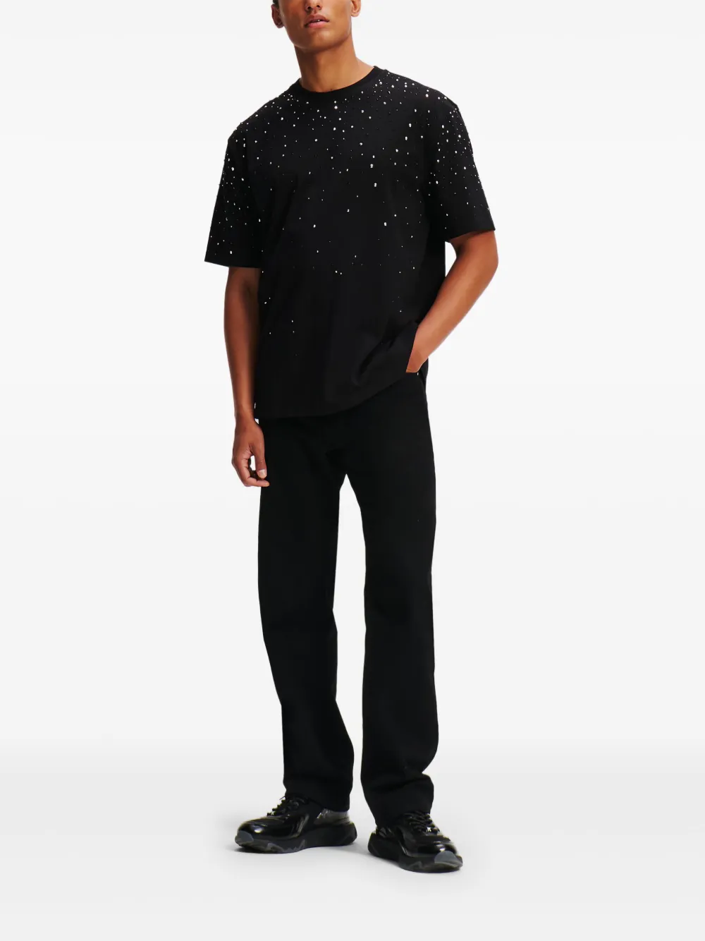 Karl Lagerfeld T-shirt met geborduurd logo - Zwart