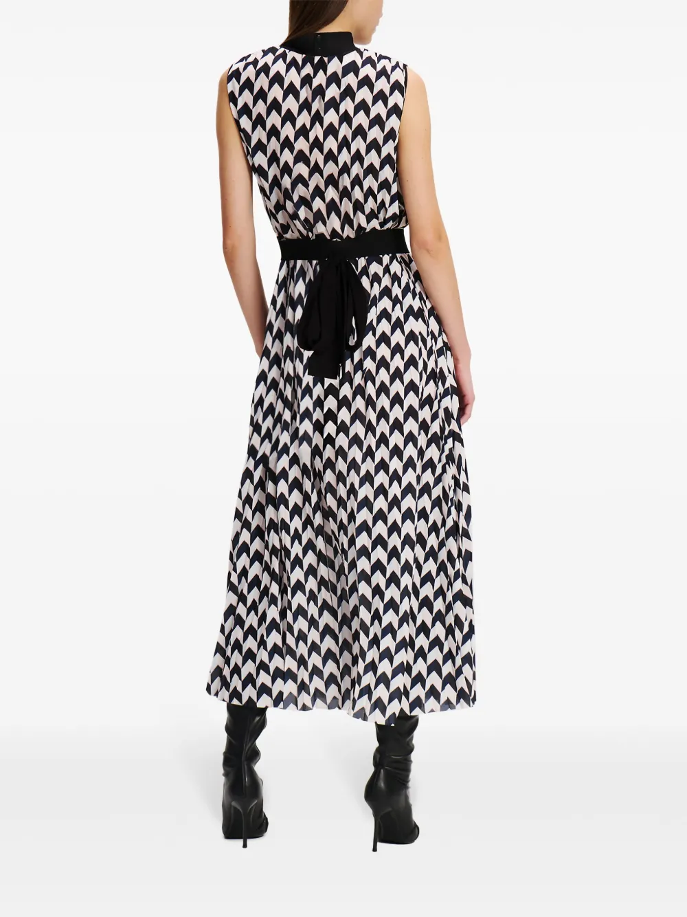 Karl Lagerfeld Geplooide jurk met chevron streep Zwart
