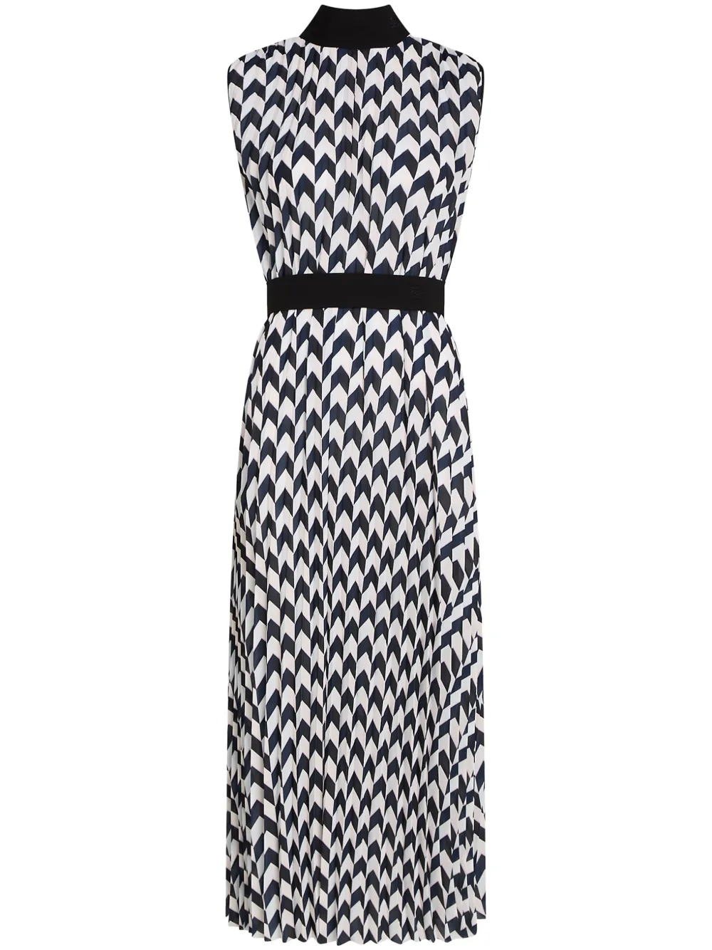 Karl Lagerfeld chevron print Pleated Dress Black FARFETCH AO