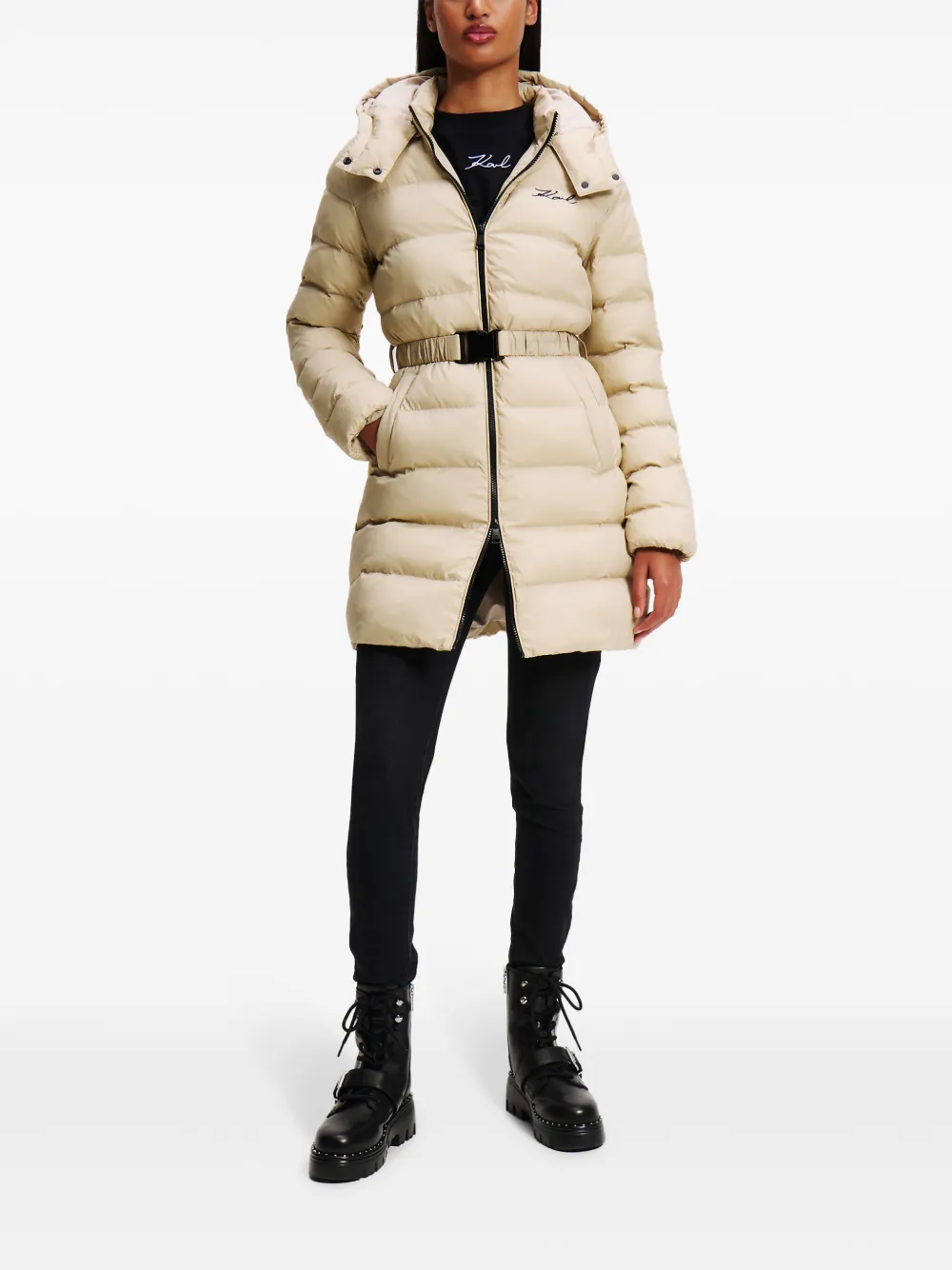 Karl Lagerfeld Lichtgewicht maxi-donsjas - Beige