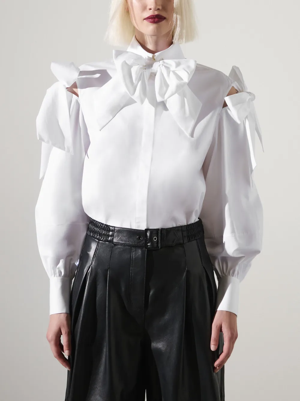Shop Karl Lagerfeld Kl Studio Bow-detail Poplin Shirt In White